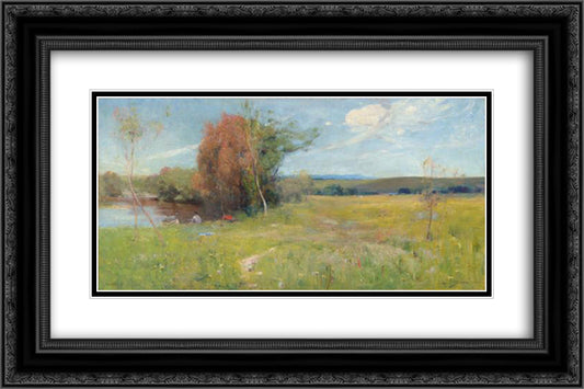 Spring 24x16 Black Ornate Wood Framed Art Print Poster with Double Matting by Streeton, Arthur