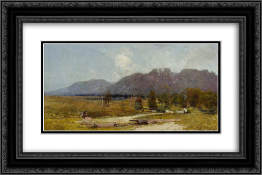 The Gloucester Buckets 24x16 Black Ornate Wood Framed Art Print Poster with Double Matting by Streeton, Arthur