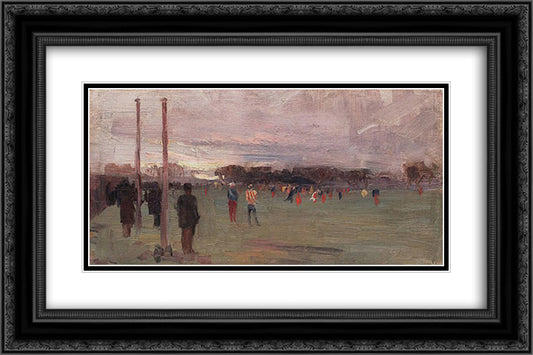 The National Game 24x16 Black Ornate Wood Framed Art Print Poster with Double Matting by Streeton, Arthur