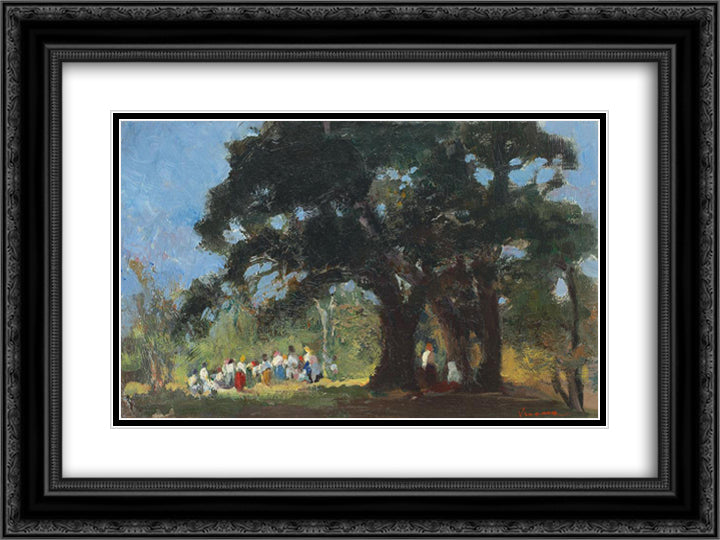 Field Festivity 24x18 Black Ornate Wood Framed Art Print Poster with Double Matting by Verona, Arthur