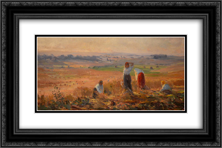Harvest 24x16 Black Ornate Wood Framed Art Print Poster with Double Matting by Verona, Arthur