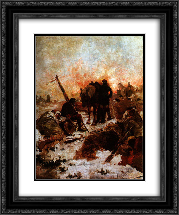 El paso de los Andes 20x24 Black Ornate Wood Framed Art Print Poster with Double Matting by Michelena, Arturo
