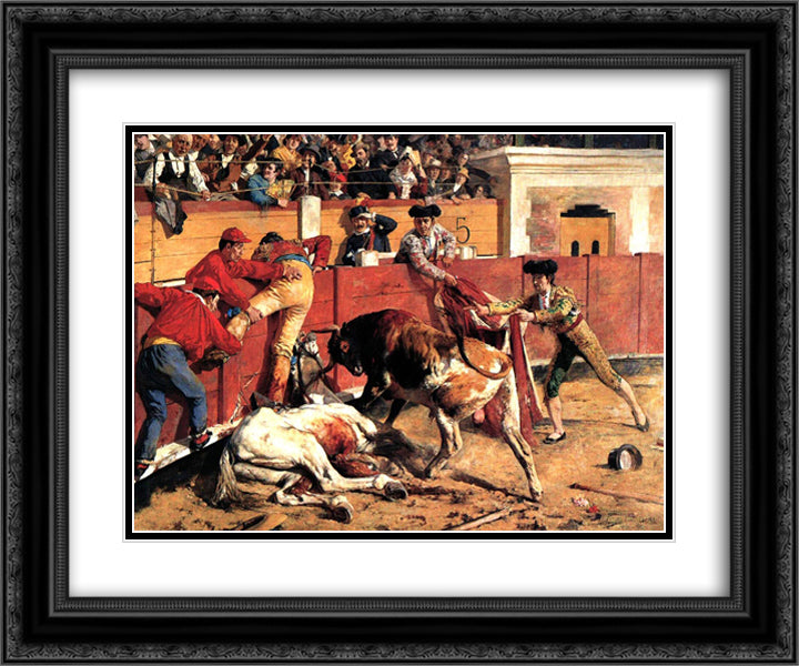 La Vara rota 24x20 Black Ornate Wood Framed Art Print Poster with Double Matting by Michelena, Arturo