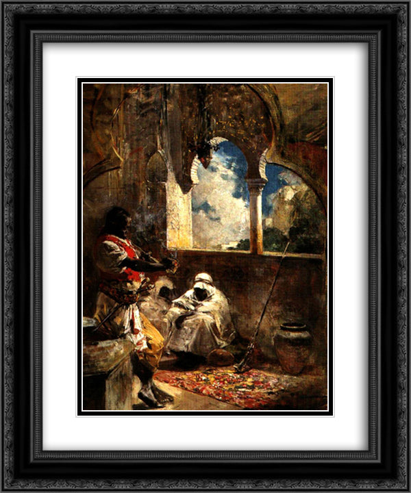 Soldados Arabes 20x24 Black Ornate Wood Framed Art Print Poster with Double Matting by Michelena, Arturo