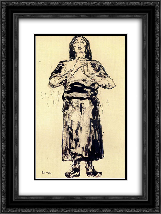 A woman 18x24 Black Ornate Wood Framed Art Print Poster with Double Matting by Souto, Arturo