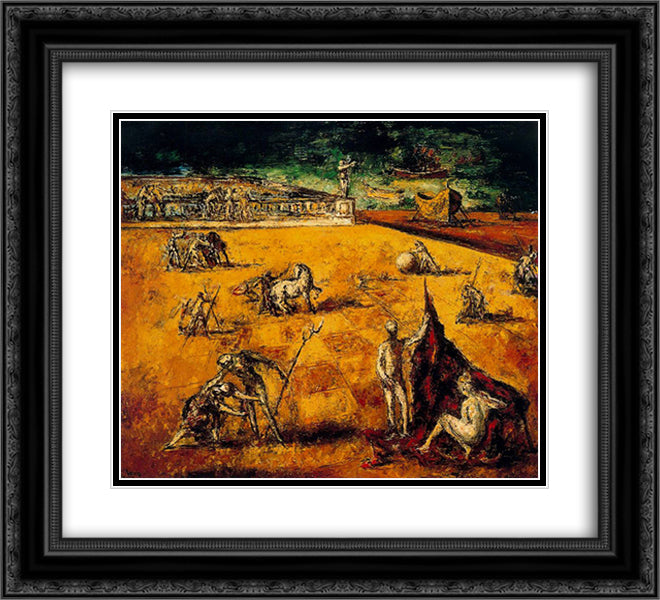 Balcony to the sea 22x20 Black Ornate Wood Framed Art Print Poster with Double Matting by Souto, Arturo