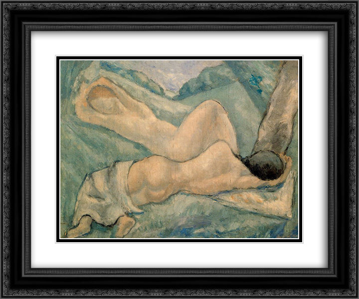 Naked women in a landscape 24x20 Black Ornate Wood Framed Art Print Poster with Double Matting by Souto, Arturo