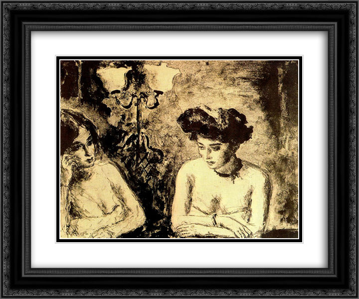 Parisians 24x20 Black Ornate Wood Framed Art Print Poster with Double Matting by Souto, Arturo