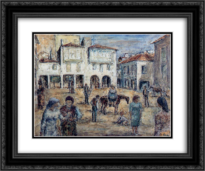 Place of Firewood. Pontevedra. 24x20 Black Ornate Wood Framed Art Print Poster with Double Matting by Souto, Arturo