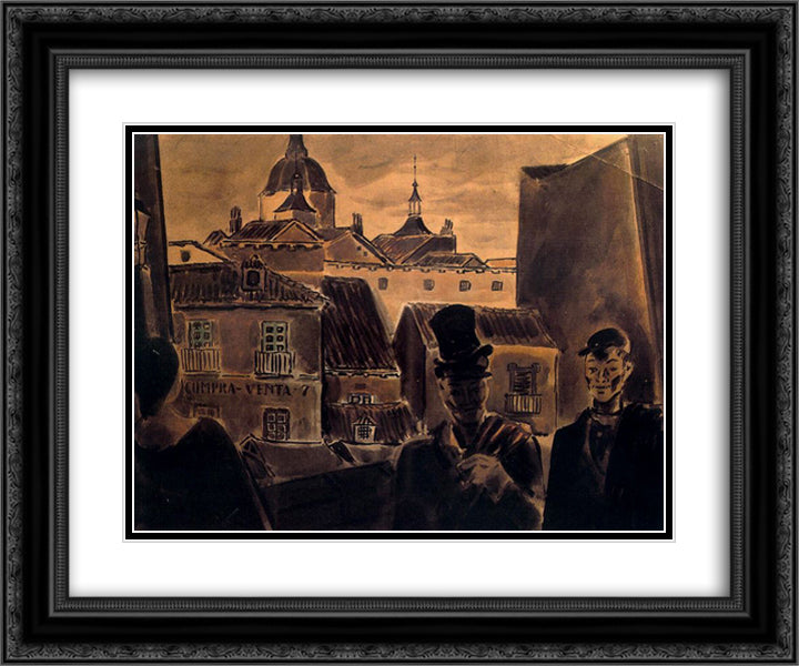 Slums 24x20 Black Ornate Wood Framed Art Print Poster with Double Matting by Souto, Arturo