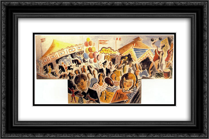 The landscape lit (4 th) 24x16 Black Ornate Wood Framed Art Print Poster with Double Matting by Souto, Arturo