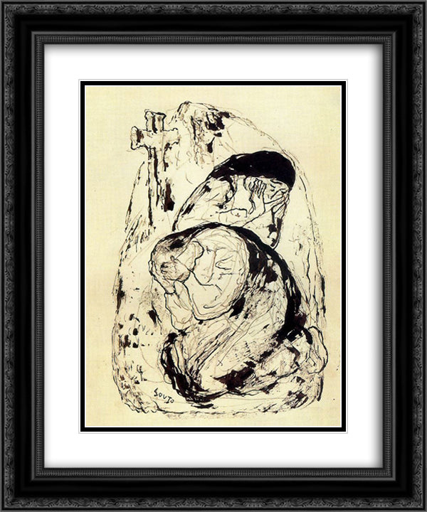 Women crying 20x24 Black Ornate Wood Framed Art Print Poster with Double Matting by Souto, Arturo