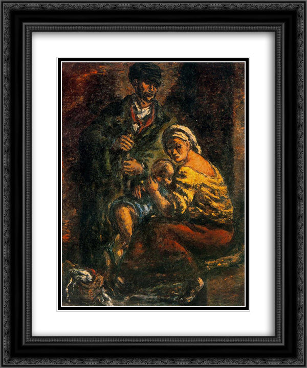 Young family 20x24 Black Ornate Wood Framed Art Print Poster with Double Matting by Souto, Arturo
