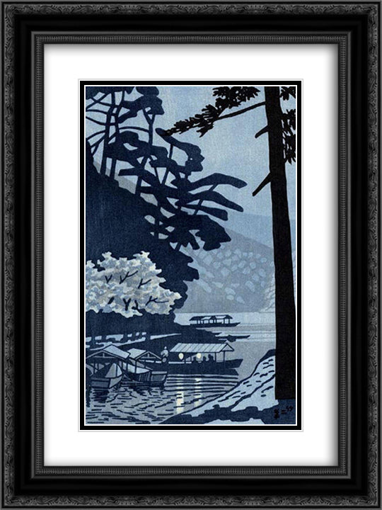 Arashiyama 18x24 Black Ornate Wood Framed Art Print Poster with Double Matting by Takeji, Asano