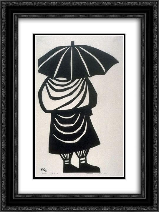 Merchant 18x24 Black Ornate Wood Framed Art Print Poster with Double Matting by Takeji, Asano