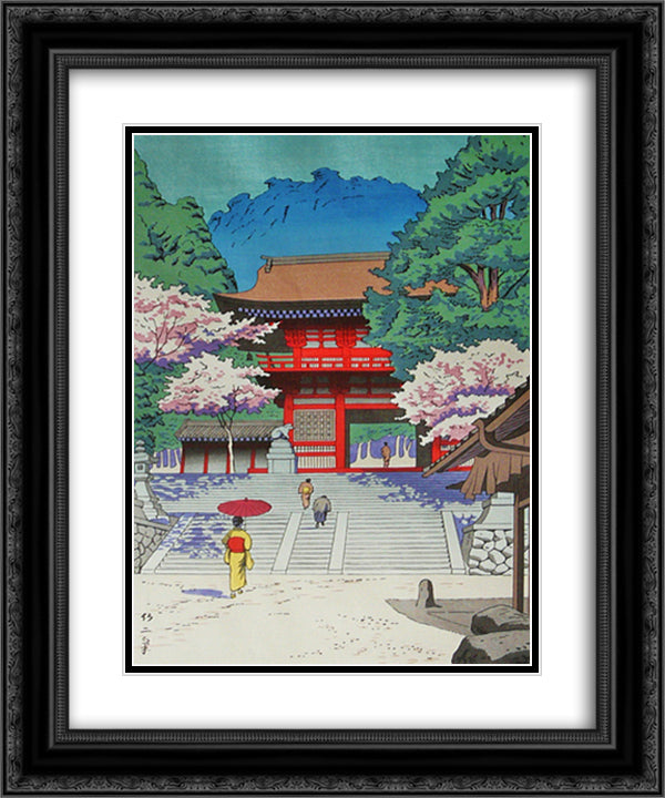 Spring in Kurama Temple 20x24 Black Ornate Wood Framed Art Print Poster with Double Matting by Takeji, Asano