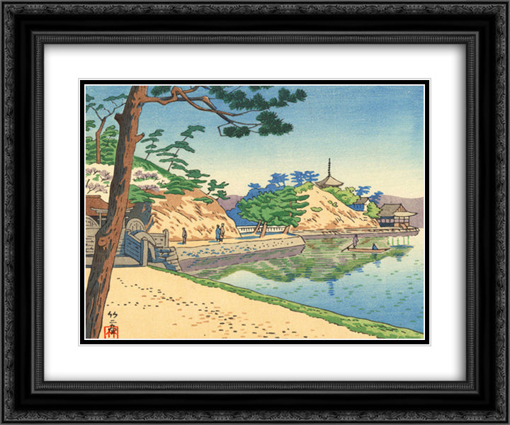 Wakanoura 24x20 Black Ornate Wood Framed Art Print Poster with Double Matting by Takeji, Asano
