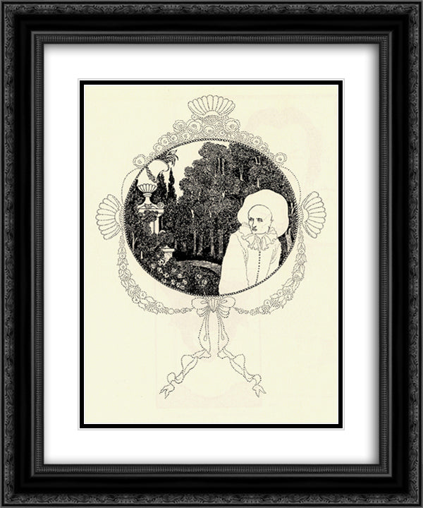 Pierrot of the Minute 20x24 Black Ornate Wood Framed Art Print Poster with Double Matting by Beardsley, Aubrey