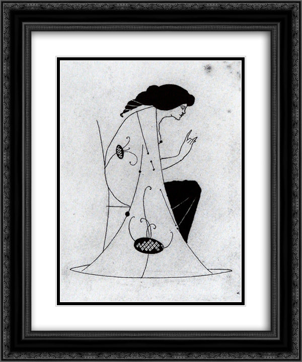 Seated Lady 20x24 Black Ornate Wood Framed Art Print Poster with Double Matting by Beardsley, Aubrey