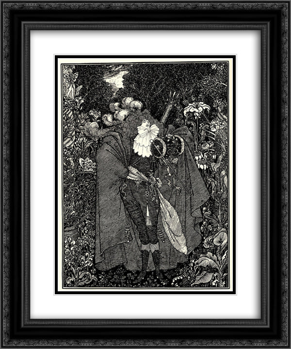 The Abbe Fanfreluche 20x24 Black Ornate Wood Framed Art Print Poster with Double Matting by Beardsley, Aubrey