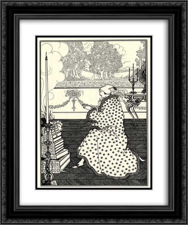 The Baron's Prayer 20x24 Black Ornate Wood Framed Art Print Poster with Double Matting by Beardsley, Aubrey