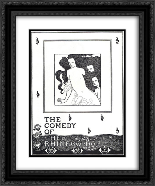 The Comedy of the Rhinegold, frontispiece 20x24 Black Ornate Wood Framed Art Print Poster with Double Matting by Beardsley, Aubrey