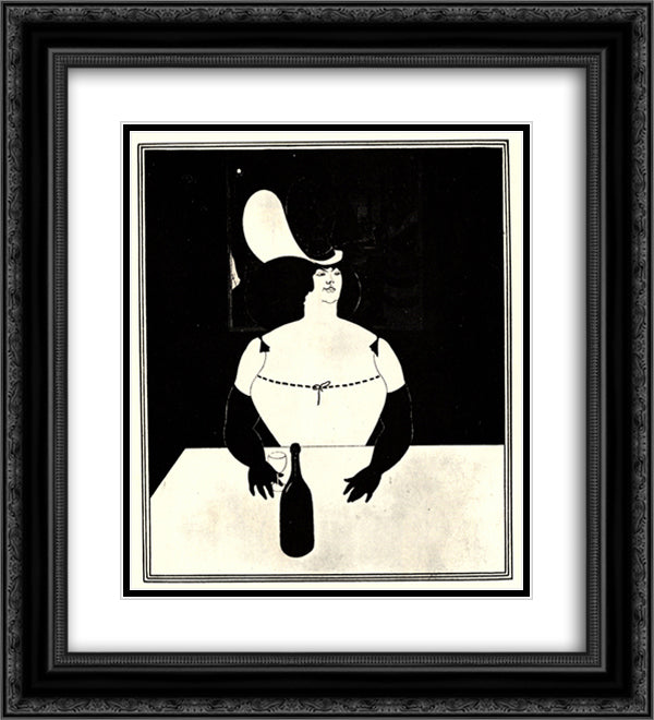 The Fat Woman 20x22 Black Ornate Wood Framed Art Print Poster with Double Matting by Beardsley, Aubrey
