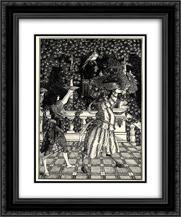 The Fruit Bearers 20x24 Black Ornate Wood Framed Art Print Poster with Double Matting by Beardsley, Aubrey