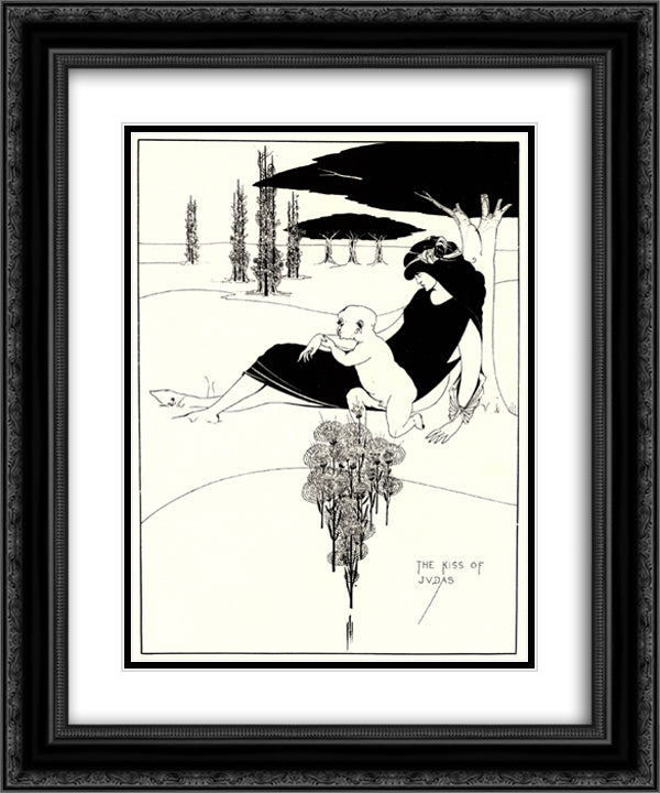 The Kiss of Judas 20x24 Black Ornate Wood Framed Art Print Poster with Double Matting by Beardsley, Aubrey