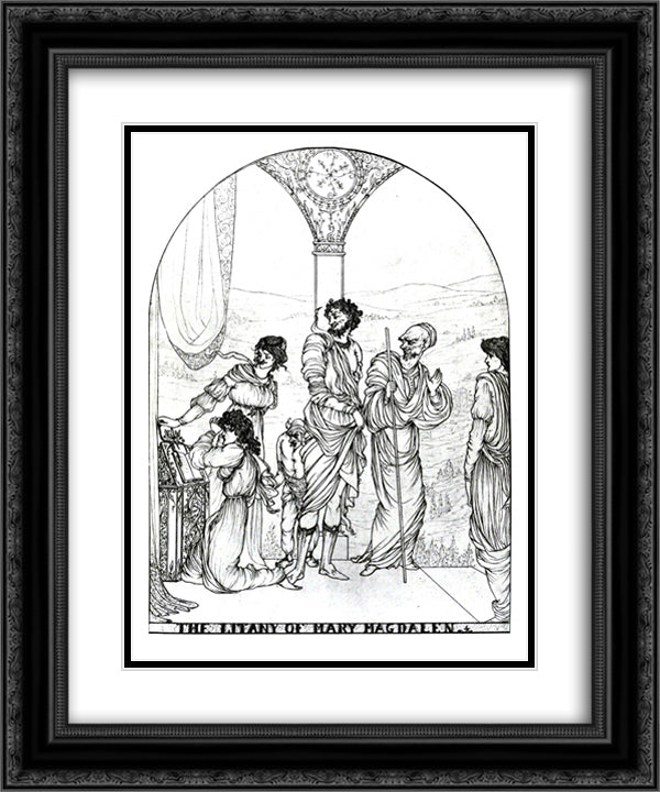 The Litany of Mary Magdalen 20x24 Black Ornate Wood Framed Art Print Poster with Double Matting by Beardsley, Aubrey
