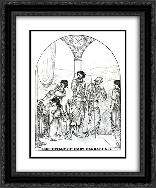 The Litany of Mary Magdalen 20x24 Black Ornate Wood Framed Art Print Poster with Double Matting by Beardsley, Aubrey