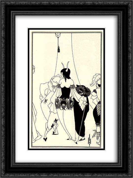 The Mask of the Red Death 18x24 Black Ornate Wood Framed Art Print Poster with Double Matting by Beardsley, Aubrey