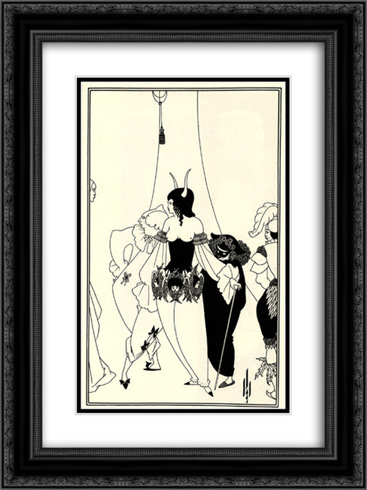 The Mask of the Red Death 18x24 Black Ornate Wood Framed Art Print Poster with Double Matting by Beardsley, Aubrey