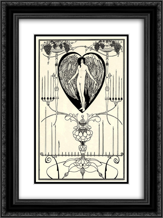 The Mirror of Love 18x24 Black Ornate Wood Framed Art Print Poster with Double Matting by Beardsley, Aubrey