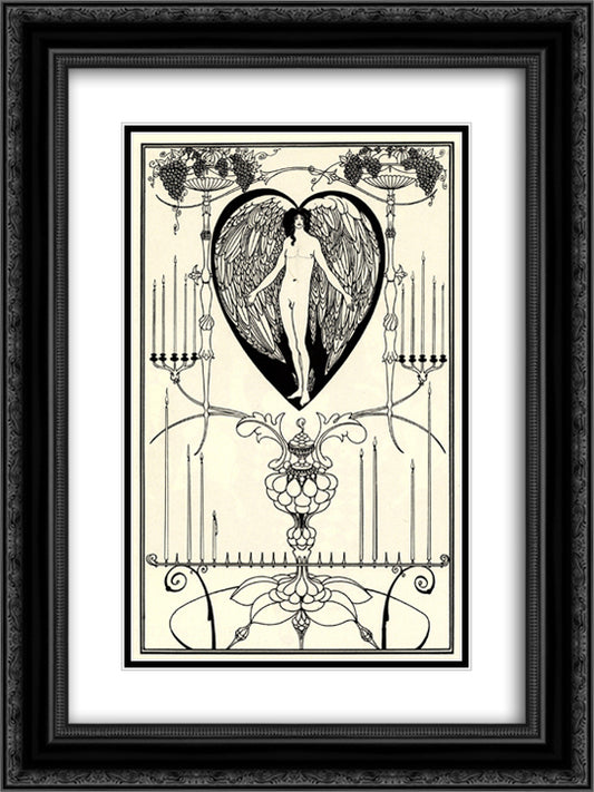 The Mirror of Love 18x24 Black Ornate Wood Framed Art Print Poster with Double Matting by Beardsley, Aubrey
