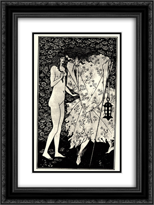 The Mysterious Rose Garden 18x24 Black Ornate Wood Framed Art Print Poster with Double Matting by Beardsley, Aubrey