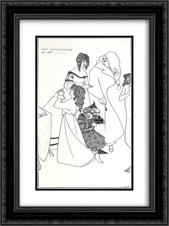 The Repentance of Mrs... 18x24 Black Ornate Wood Framed Art Print Poster with Double Matting by Beardsley, Aubrey