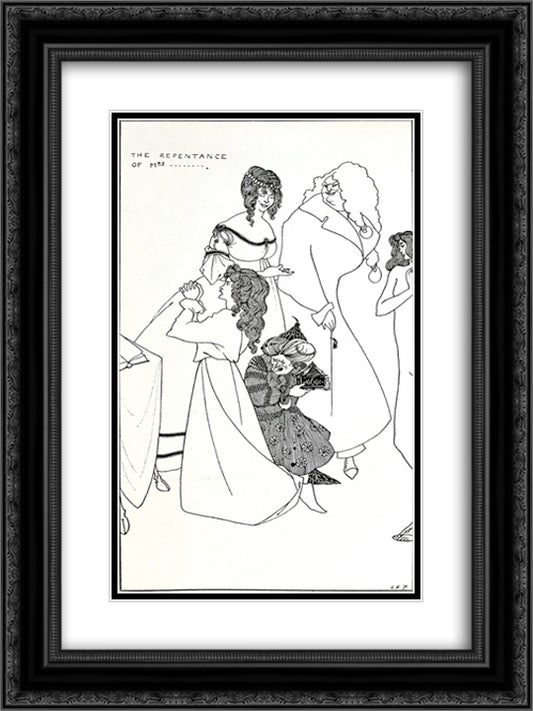 The Repentance of Mrs... 18x24 Black Ornate Wood Framed Art Print Poster with Double Matting by Beardsley, Aubrey