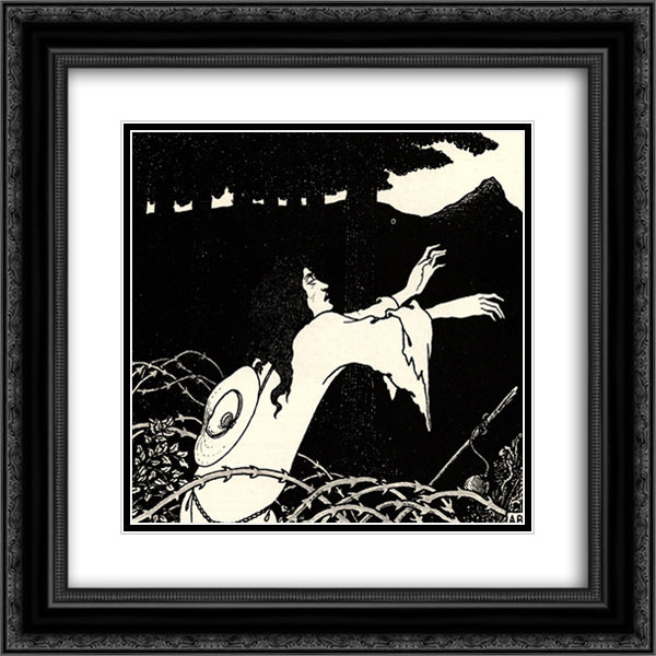 The return of Tannhauser to the Venusberg 20x20 Black Ornate Wood Framed Art Print Poster with Double Matting by Beardsley, Aubrey