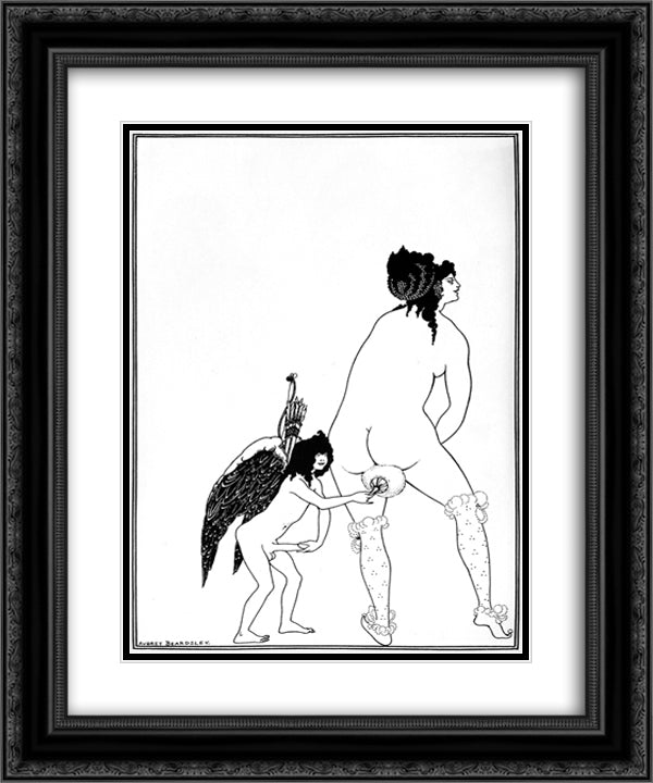 The Toilet of Lampito 20x24 Black Ornate Wood Framed Art Print Poster with Double Matting by Beardsley, Aubrey