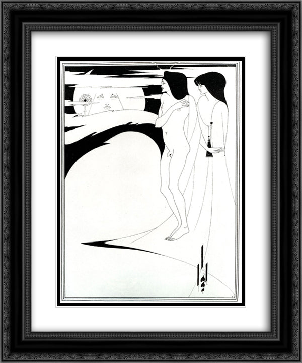 The Woman in the Moon 20x24 Black Ornate Wood Framed Art Print Poster with Double Matting by Beardsley, Aubrey