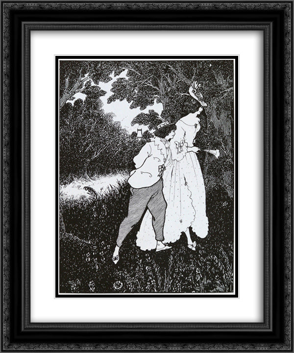 Three Musicians 20x24 Black Ornate Wood Framed Art Print Poster with Double Matting by Beardsley, Aubrey