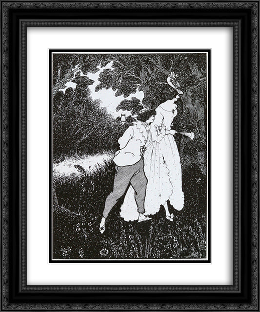 Three Musicians 20x24 Black Ornate Wood Framed Art Print Poster with Double Matting by Beardsley, Aubrey