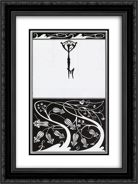 Title page and key monogram of The Mountain Lover 18x24 Black Ornate Wood Framed Art Print Poster with Double Matting by Beardsley, Aubrey