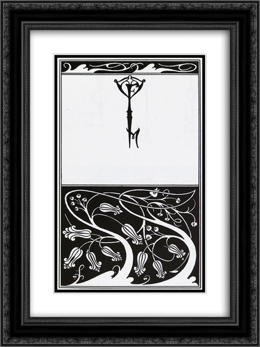 Title page and key monogram of The Mountain Lover 18x24 Black Ornate Wood Framed Art Print Poster with Double Matting by Beardsley, Aubrey