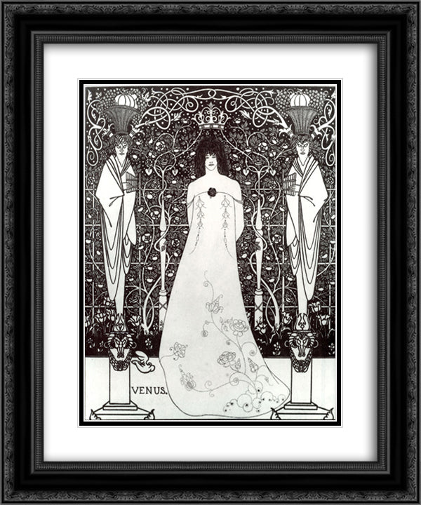 Venus between Terminal Gods 20x24 Black Ornate Wood Framed Art Print Poster with Double Matting by Beardsley, Aubrey