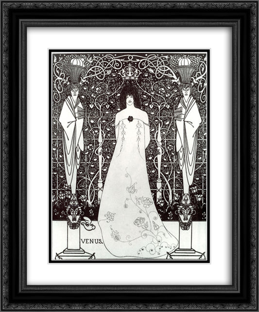 Venus between Terminal Gods 20x24 Black Ornate Wood Framed Art Print Poster with Double Matting by Beardsley, Aubrey