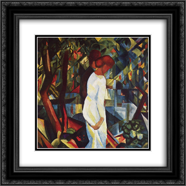 Couple in the woods 20x20 Black Ornate Wood Framed Art Print Poster with Double Matting by Macke, August