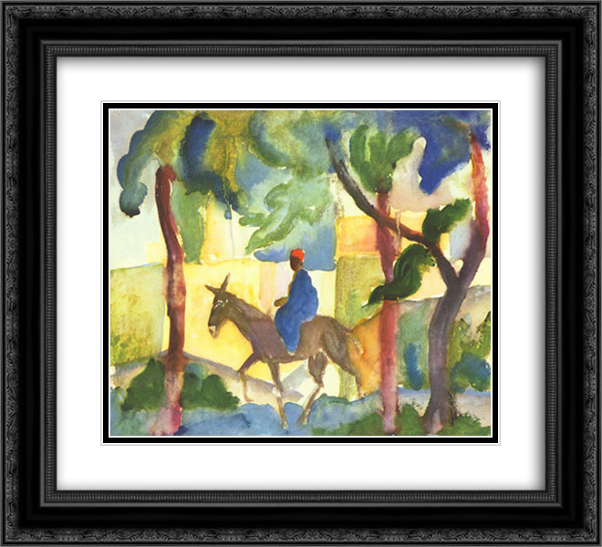 Donkey Rider 22x20 Black Ornate Wood Framed Art Print Poster with Double Matting by Macke, August