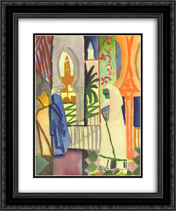 In the Temple Hall 20x24 Black Ornate Wood Framed Art Print Poster with Double Matting by Macke, August